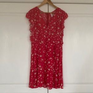 Coral dress with floral print